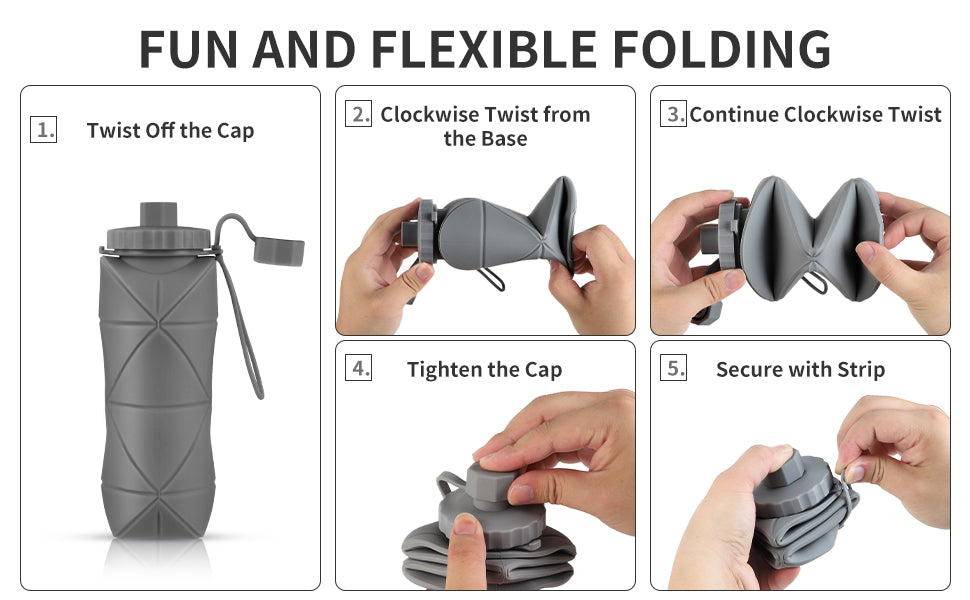 botella de agua plegable de silicona