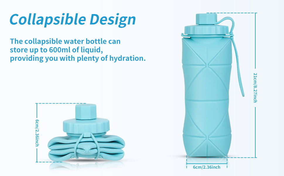 botella de agua plegable de silicona