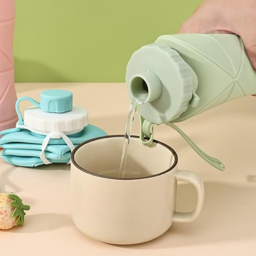 botella de agua plegable de silicona